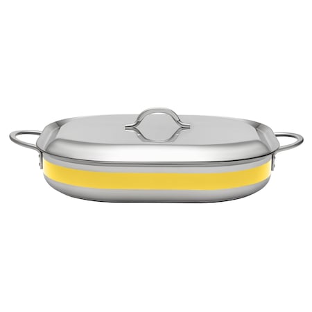 Bon Chef Country French 2 Oblong Pan W/Lid  15" X 11" X 2 7/8"  5 Qt - Yellow 71023-CF2-Y